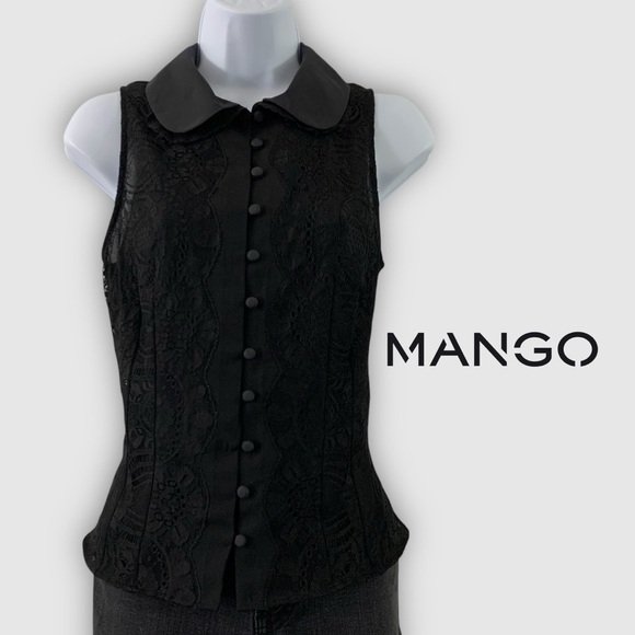 Goth Dark Academia Steampunk Pirate Black Lace Collared Sleeveless Waistcoat - Picture 2 of 15